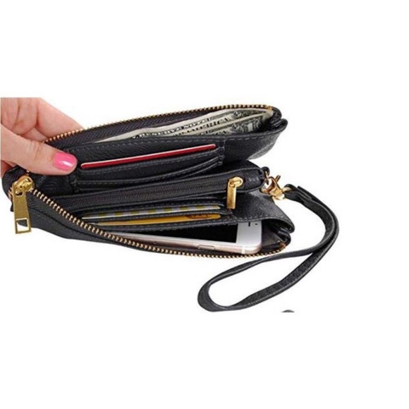 Multi-Compartment‎ Convertible Clutch Crossbody Bag Wristlet - Gold - Picture 4 of 4